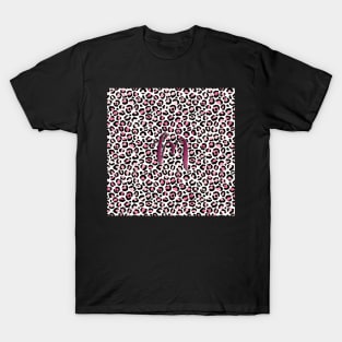 Letter M Monogram & Pink Leopard Print T-Shirt